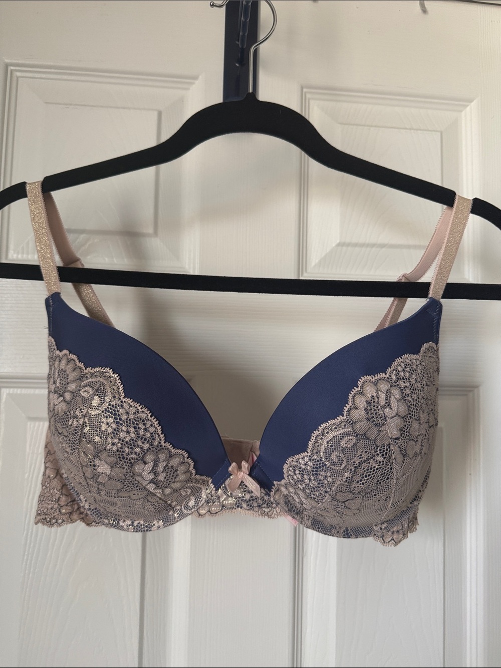 Victoria's Secret Blue and Blush Lace Push-Up Bra